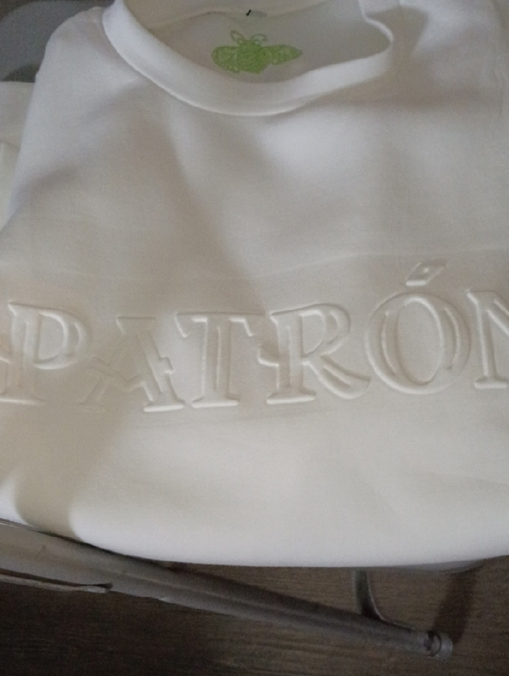 'Patron'Tequila-Super Soft White Embossed Logo Sweatshirt